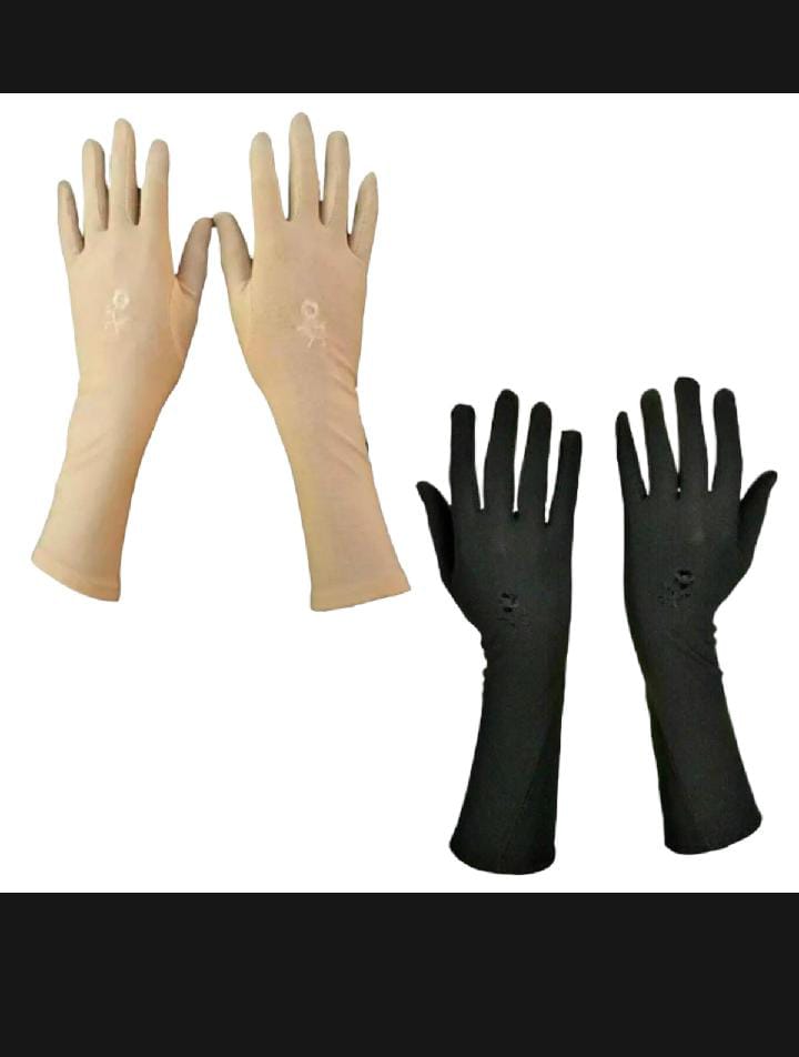 Ladies Hijab Gloves - Pack of 2 - Black and Skin Colour